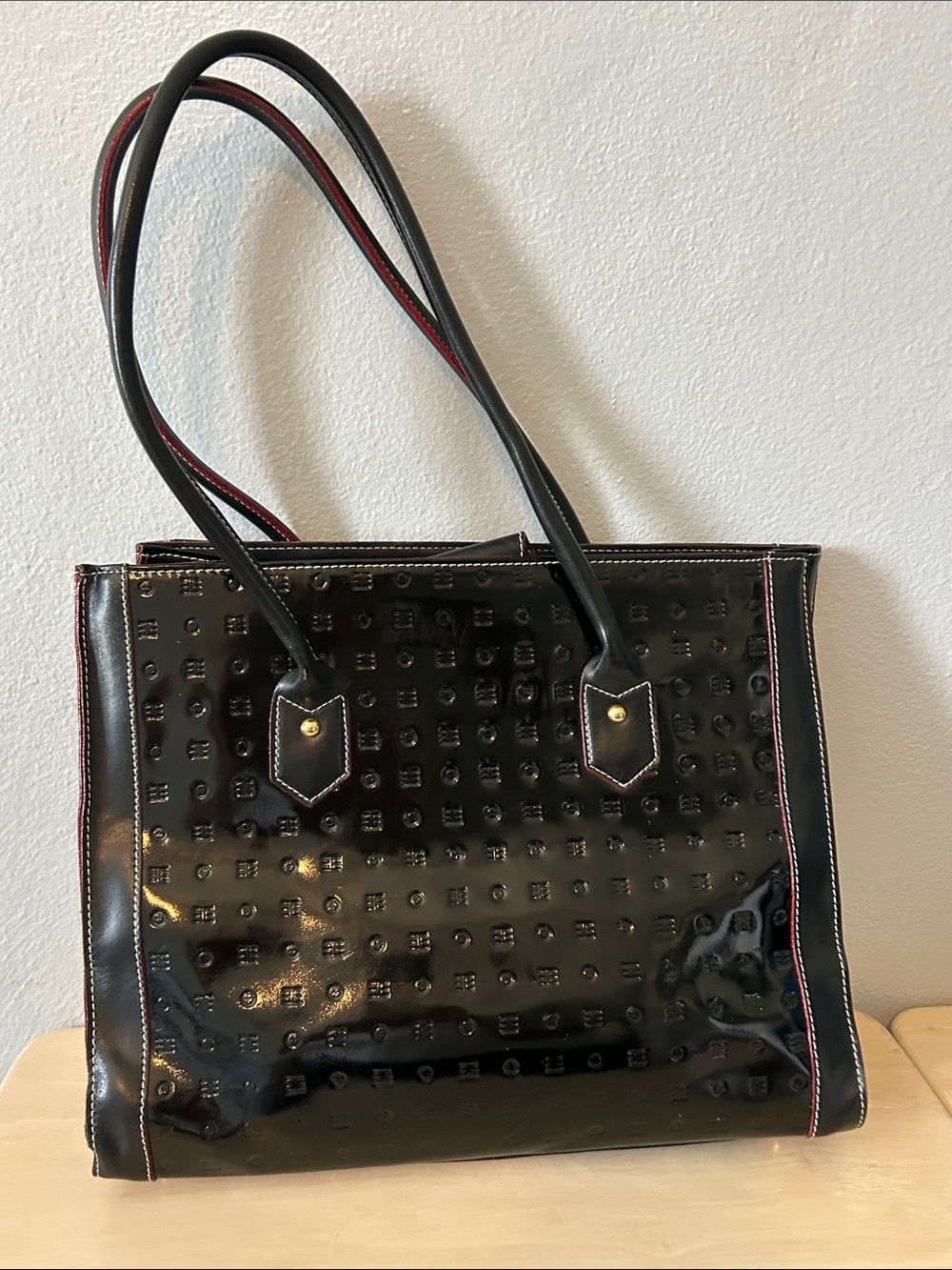 Arcadia made in Italy, large leather patent leather bag tote new